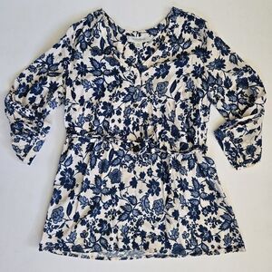 Motherhood blue floral tunic 3/4 sleeve flowy maternity S